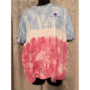 Nice women Simply Southern Tie Dye Pink and Blue Turtle T shirt size large Good
